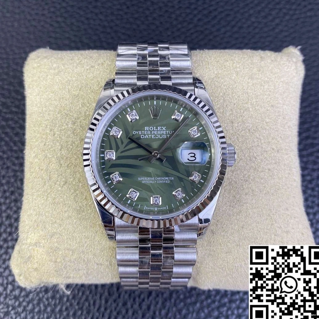 Factory Motif Clean Diamond Rolex 36MM Datejust Steel Hourmarker M126234 Green Stainless Dial 1221